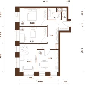 Планировка 3-комнатной квартиры в Домашний
