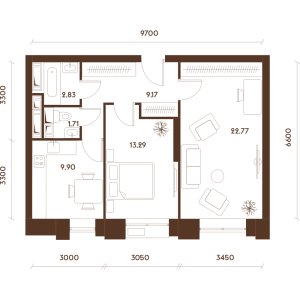 Планировка двухкомнатной квартиры в Домашний