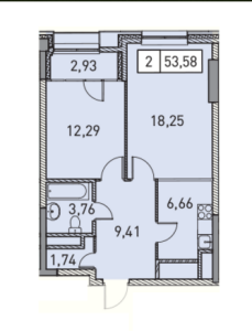 Планировка 2-комнатной квартиры в Эталон-Сити