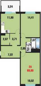 Планировка 2-комнатной квартиры в Надежда парк