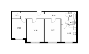 Планировка трехкомнатной квартиры в Бутово парк 2