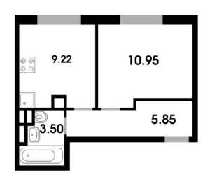 Планировка 1-комнатной квартиры в Одинцовские кварталы