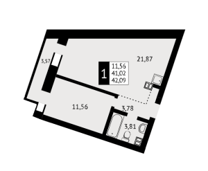 Планировка 1-комнатной квартиры в Отрада