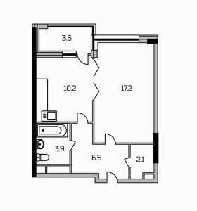 Планировка 1-комнатной квартиры в Краски жизни