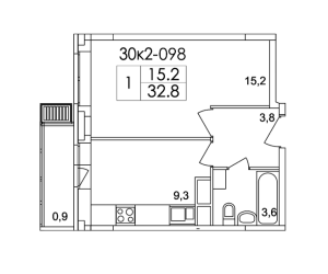 Планировка 1-комнатной квартиры в Пятницкие кварталы
