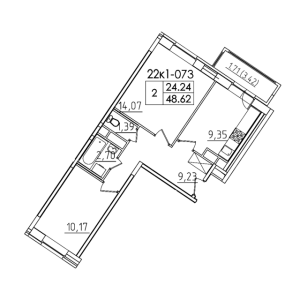 Планировка 2-комнатной квартиры в Пятницкие кварталы
