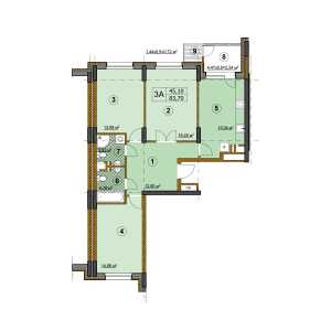 Планировка 3-комнатной квартиры в Большое Ступино