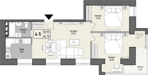 Планировка 3-комнатной квартиры в Парк Мира