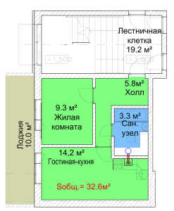 Планировка 1-комнатной квартиры в Руполис-Растуново