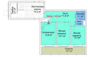 Планировка 2-комнатной квартиры в Руполис-Растуново