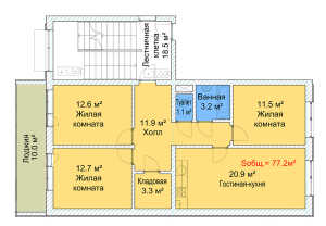 Планировка 3-комнатной квартиры в Руполис-Растуново