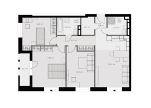Планировка 3-комнатной квартиры в Водный