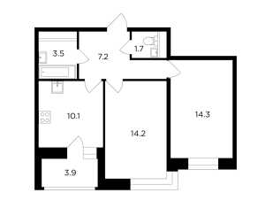 Планировка 2-комнатной квартиры в Новое Пушкино