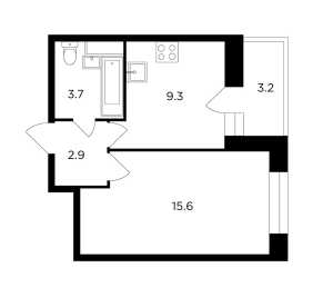 Планировка 1-комнатной квартиры в Новое Пушкино