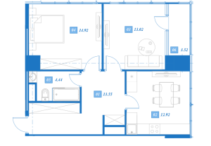 Планировка 2-комнатной квартиры в Савеловский Сити