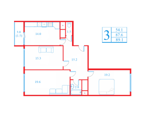 Планировка 3-комнатной квартиры в Афродита