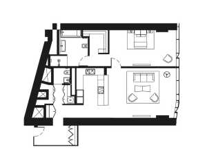 Планировка 1-комнатной квартиры в Око