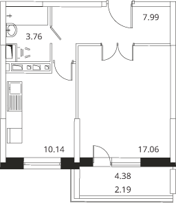 Планировка однокомнатной квартиры в Квартал 29