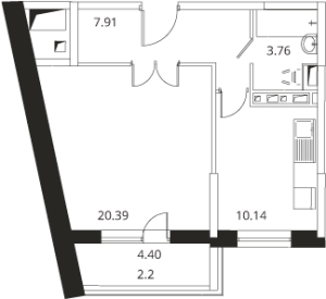Планировка 1-комнатной квартиры в Квартал 29