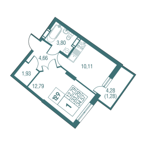 Планировка 1-комнатной квартиры в Одинбург
