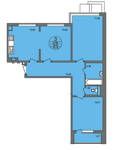 Планировка 3-комнатной квартиры в Нахабино Ясное