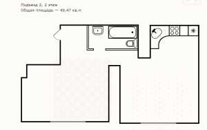 Планировка 1-комнатной квартиры в Дом на Красина