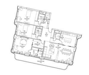 Планировка 4-комнатной квартиры в ВТБ Арена Парк - тип 1