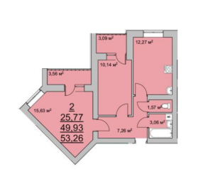 Планировка 2-комнатной квартиры в Томилино