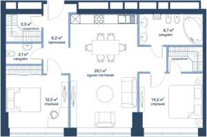 Планировка трехкомнатной квартиры в Лица