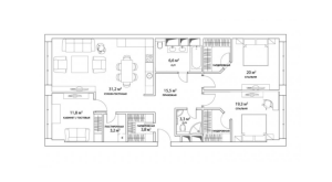 Планировка 3-комнатной квартиры в Лица