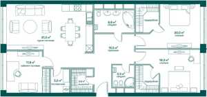 Планировка 4-комнатной квартиры в Лица - тип 1
