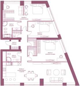 Планировка 4-комнатной квартиры в Лица - тип 3