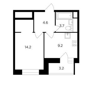 Планировка 1-комнатной квартиры в Новое Медведково