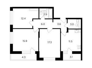 Планировка 3-комнатной квартиры в Новое Медведково