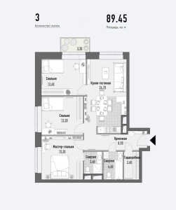 Планировка 4-комнатной квартиры в Jazz - тип 1