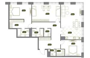 Планировка 3-комнатной квартиры в Собрание клубных домов West Garden