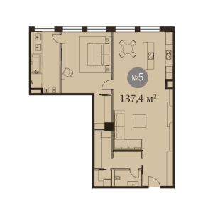 Планировка 1-комнатной квартиры в Mon Cher