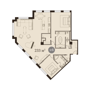 Планировка 2-комнатной квартиры в Mon Cher