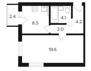 Планировка 1-комнатной квартиры в Павловский квартал