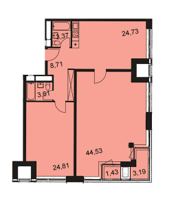 Планировка 2-комнатной квартиры в Лайнер