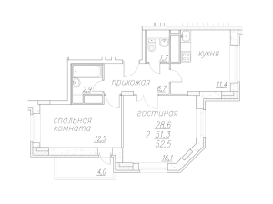 Планировка двухкомнатной квартиры в Полет