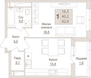 Планировка 1-комнатной квартиры в Влюберцы