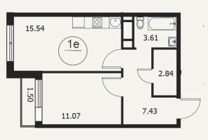 Планировка однокомнатной квартиры в Катуар