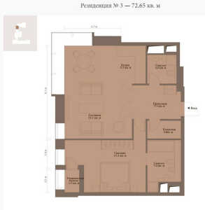 Планировка 2-комнатной квартиры в Монэ