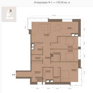 Планировка 3-комнатной квартиры в Монэ