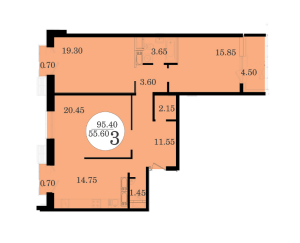 Планировка 3-комнатной квартиры в Крылатский