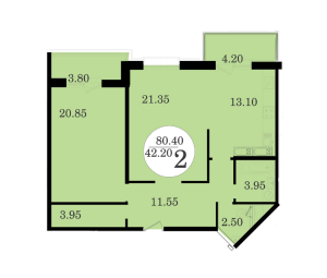 Планировка 2-комнатной квартиры в Крылатский