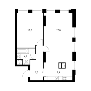Планировка 2-комнатной квартиры в Vander Park