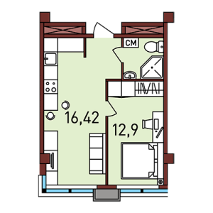 Планировка 1-комнатной квартиры в Новая Пресня