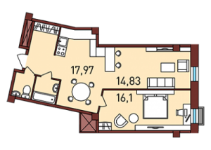 Планировка 2-комнатной квартиры в Новая Пресня